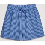 Blaue Gestreifte Pyjamahosen kurz mit Knopf aus Popeline für Herren Größe XL 