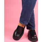 Reduzierte Schwarze Karree Slipper aus Glattleder für Damen Größe 39 mit Absatzhöhe bis 3cm 