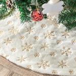 Goldene Bestickte Weihnachtsbaumdecken aus Kunstfell 