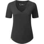 Schwarze Bio V-Ausschnitt T-Shirts für Damen Größe L 