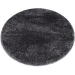 Graue Unifarbene Retro Runde Zottelteppiche 160 cm aus Textil 