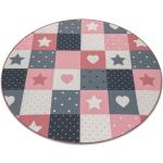 Pinke Sterne Runde Runde Teppiche 200 cm aus Textil 