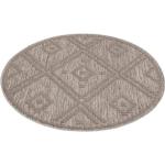 Reduzierte Braune Moderne Carpet City Runde Outdoor-Teppiche & Balkonteppiche 120 cm aus Polypropylen UV-beständig 
