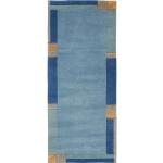Teppich MANALI 80 x 200 cm blau - 100 % Wolle - für Fußbodenheizung geeignet - rechteckig - strapazierfähig - robust