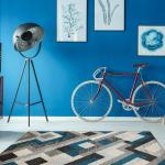 Reduzierte Blaue Moderne Rechteckige Patchwork Teppiche aus Textil 