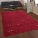 Reduzierte Rote Melierte Ethno Paco Home Wollteppiche aus Textil 