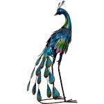 Bunte 57 cm Deko-Vögel für den Garten glänzend aus Metall wetterfest 