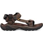 Dunkelbraune Teva Terra FI Outdoor-Sandalen mit Klettverschluss aus Leder für Herren für den für den Sommer 