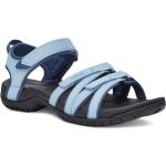 Blaue Teva Tirra Outdoor-Sandalen mit Klettverschluss in Schmalweite aus Chambray für Damen Größe 37 für den für den Sommer 