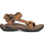 Braune Teva Terra FI Outdoor-Sandalen mit Klettverschluss aus Leder für Herren Größe 44,5 für den für den Sommer 
