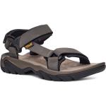 Graue Outdoor-Sandalen mit Klettverschluss aus Leder für Herren Größe 47 für den für den Sommer 