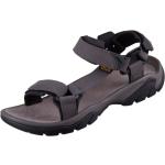 Anthrazitfarbene Teva Terra FI Outdoor-Sandalen mit Klettverschluss aus Leder für Herren Größe 40,5 für den für den Sommer 
