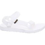 Weiße Teva Original Vegane Outdoor-Sandalen mit Klettverschluss aus Textil für Damen für den für den Sommer 