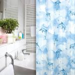 Blaue Textil-Duschvorhänge mit Delfinmotiv aus Textil 180x180 