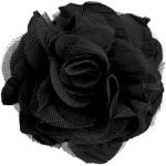 Textilblüte Rose Ø9cm Ansteck-Blüte Spange Haarspange Sicherheitsnadel Brosche, Farbe:schwarz
