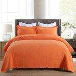 Orange Gesteppte Gesteppte Tagesdecken aus Baumwolle maschinenwaschbar 180x220 für den für den Sommer 