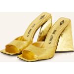 Reduzierte Goldene The Attico Karree Mules aus Glattleder für Damen Größe 39 