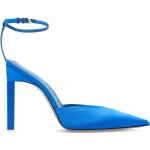 Reduzierte Blaue The Attico Damenpumps mit Riemchen aus Satin Größe 39,5 mit Absatzhöhe über 9cm 