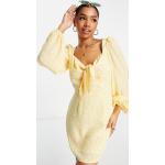 Reduzierte Gelbe Blumenmuster Sommerkleider mit Reißverschluss für Damen Größe XS für den für den Sommer 