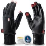 Schwarze The Heat Company Gefütterte Handschuhe aus Leder für Herren Größe 7 für den für den Winter 
