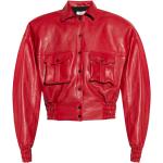 Reduzierte Rote Maxi Lange Lederjacken aus Leder für Damen Größe S 