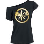 Schwarze Captain Marvel Rundhals-Ausschnitt T-Shirts für Damen Größe XXL 