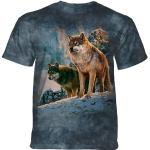 The Mountain Unisex-Erwachsene Wolf Couple Sunset T-Shirt, blau, Klein