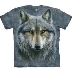 The Mountain Warrior Wolf Adult T-Shirt, Grey and Blue, Medium