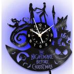 KingLive The Nightmare Before Christmas Schallplatte Wanduhr-Disney Schmücken, Retro Musik Schallplatten Wanddekor, kreatives Geschenk, Halloween, Sally & Jack Skellington（Mit LED）