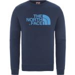 Reduzierte Cyanblaue Langärmelige The North Face Drew Peak Rundhals-Ausschnitt Herrensweatshirts aus Baumwolle Größe XS 