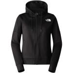 Schwarze Color Blocking Zip Hoodies & Sweatjacken mit Reißverschluss aus Fleece mit Kapuze für Damen Größe L 