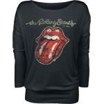 Schwarze Langärmelige Rolling Stones U-Boot-Ausschnitt Damenbandshirts Größe XL für Festivals 