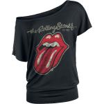 Schwarze Rolling Stones U-Boot-Ausschnitt Damenbandshirts Größe 5 XL für Festivals 