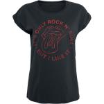 Schwarze Vintage Rolling Stones Rundhals-Ausschnitt Damenbandshirts Größe XXL für Festivals 