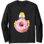 Schwarze Langärmelige Die Simpsons Homer Simpson T-Shirts mit Donut-Motiv für Herren Größe S 