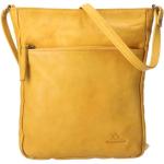 Gelbe Damenschultertaschen & Damenshoulderbags mit Reißverschluss aus Leder 