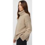 Taupefarbene Bio Nachhaltige Rollkragen Kaschmir-Pullover aus Wolle für Damen Größe M 