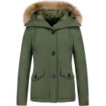 Reduzierte Grüne Mini Kurzjacken & Cropped-Jackets mit Reißverschluss aus Pelz für Damen Größe S für den für den Winter 