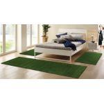 Theko Exklusiv Bettumrandung »Gabbeh uni« , Höhe 15 mm, (3-tlg), Bettvorleger, Läufer-Set für das Schlafzimmer, grün, dunkelgrün