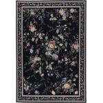 Schwarze Blumenmuster Vintage Teppiche aus Polypropylen 