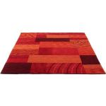 Rote Theko Rechteckige Patchwork Teppiche aus Wolle 