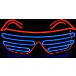 Therlan LED Brille, LED Leuchtende Brille, PartyBrille Leuchtend Led Glasses, Neon Rave Brille, Flashing Brillen, LED Kostüme Brille Sonnenbrille, Atzenbrille Led Brille für Kostüme Party (Rot-Blau)