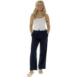 Thingimijigs Klassische Leinenhose für Damen mit elastischem Bund und Taschen, lässige Sommer-Arbeitskleidung, navy, 44