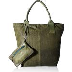 Olivgrüne Think! Nachhaltige Lederhandtaschen aus Glattleder für Damen 