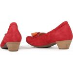 Reduzierte Rote Karree Damenpumps aus Leder leicht Größe 40 mit Absatzhöhe bis 3cm 