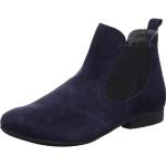 Blaue Unifarbene Think! Guad Runde Nachhaltige Plateauabsatz Ankle Boots & Klassische Stiefeletten aus Veloursleder für Damen 