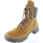 Senfgelbe Unifarbene Casual Think! Runde Nachhaltige Ankle Boots & Klassische Stiefeletten mit Schnürsenkel aus Leder für Damen Größe 38 