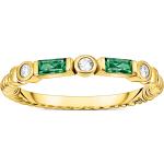 Smaragdgrüne Thomas Sabo Damenbandringe vergoldet mit Zirkonia Größe 60 