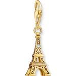 Goldene Charms mit Eiffelturm-Motiv aus Gelbgold mit Zirkonia für Damen 