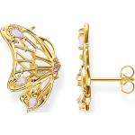 Goldene Thomas Sabo Runde Schmetterling Ohrringe mit Insekten-Motiv vergoldet mit Perlmutt handgemacht für Damen 